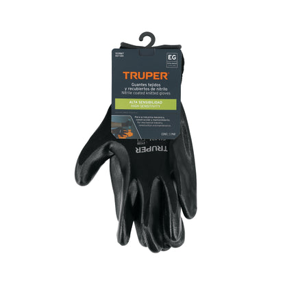 Guantes de Trabajo Nylon con Recubrimiento Nitrilo XG Truper GU-124 - Protección Anticortes Alta Sensibilidad para Procesos Húmedos y Secos con Agarre Superior