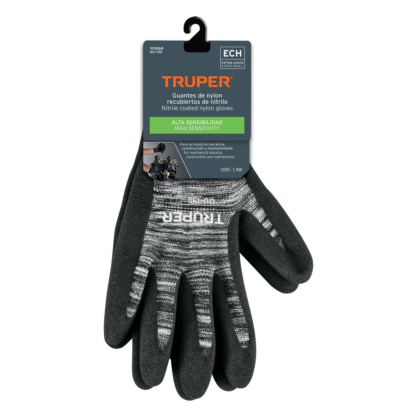 Guantes de Trabajo Nitrilo Arenoso GU-130 Truper - Resistentes Aceites Grasas Solventes - Protección Industrial Antideslizante