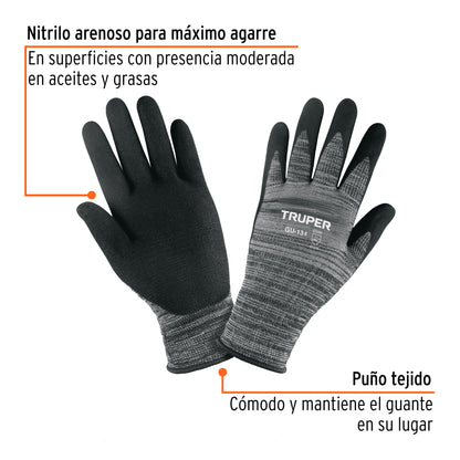 Guantes de Nitrilo TRUPER GU-134 - Protección Profesional Antideslizante para Trabajo con Aceites y Solventes - Talla XG