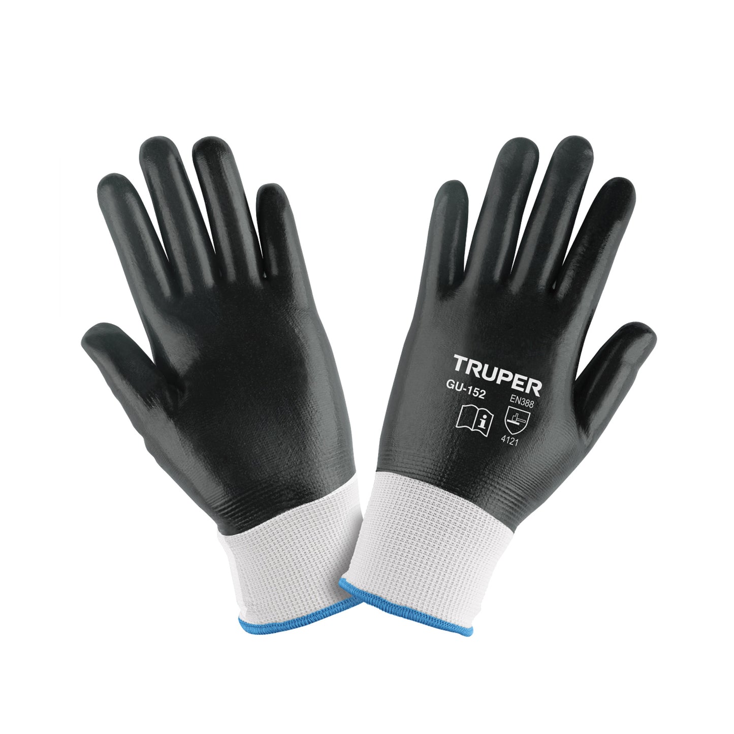 Guantes de Seguridad Industrial TRUPER GU-152 - Nitrilo Resistente a Aceites y Grasas - Talla M - Protección Profesional