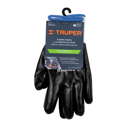 Guantes de Seguridad Industrial TRUPER GU-152 - Nitrilo Resistente a Aceites y Grasas - Talla M - Protección Profesional