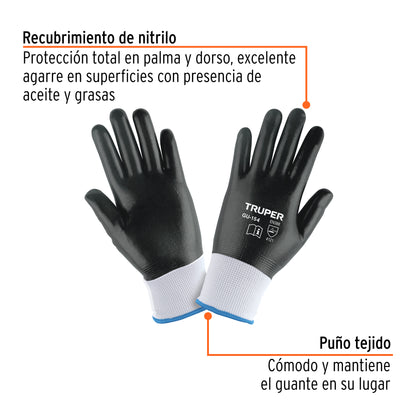 Guantes de Nitrilo XG Truper GU-154 - Resistentes a Aceites y Solventes para Trabajo Industrial