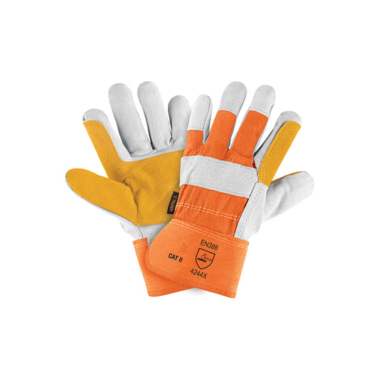 Guantes de Seguridad Industrial TRUPER GU-215 - Carnaza y Loneta con Refuerzo - Protección Completa para Construcción y Herramientas