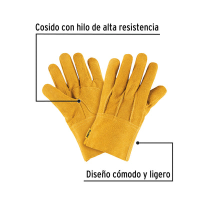 Guantes de Carnaza Cortos PRETUL GU-225 - Protección Industrial contra Chispas y Abrasión para Manejo de Metales