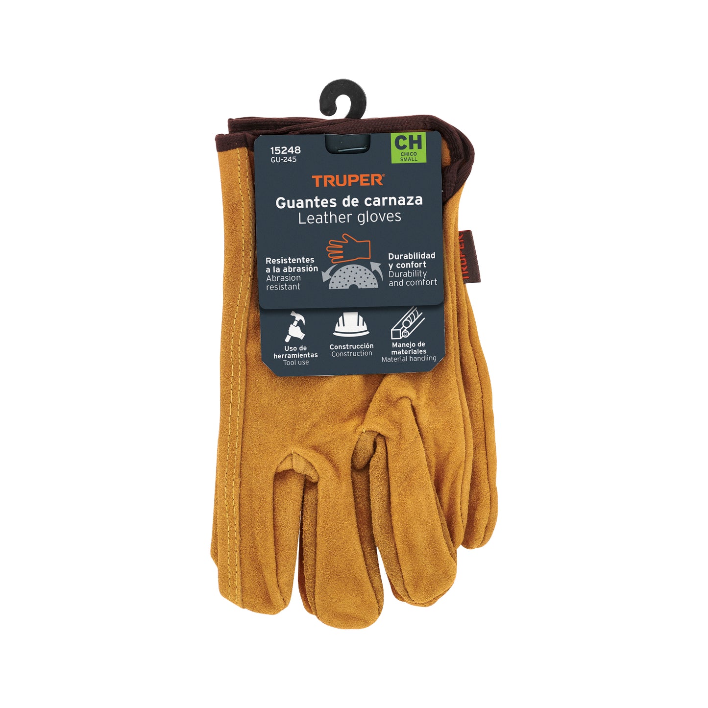 Guantes de Carnaza TRUPER GU-245 - Resistentes Abrasión para Construcción y Herramientas - Protección Profesional Manos