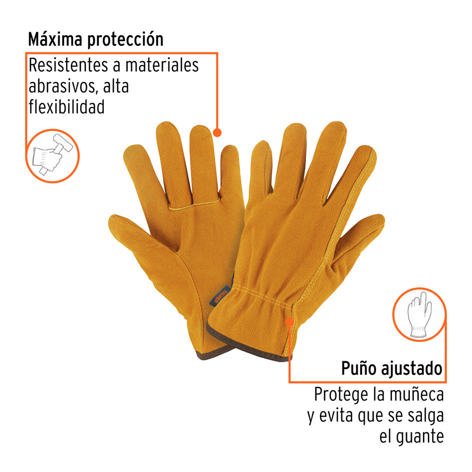 Guantes de Carnaza TRUPER GU-245 - Resistentes Abrasión para Construcción y Herramientas - Protección Profesional Manos