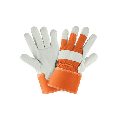 Guantes de Seguridad Industrial TRUPER GU-255 - Piel de Res con Dorso de Loneta para Construcción y Agricultura