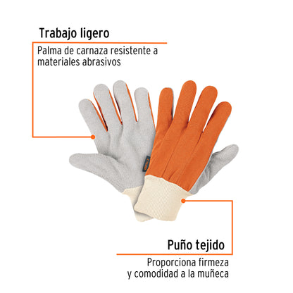 Guantes de Carnaza y Loneta TRUPER GU-265 - Protección Profesional para Construcción, Jardinería y Mantenimiento - Resistentes y Transpirables
