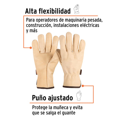 Guantes de Piel de Res TRUPER GU-273 - Protección Profesional para Jardinería y Mantenimiento Industrial