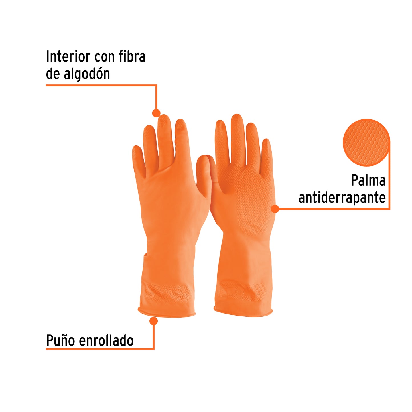 Guantes de Látex TRUPER GU-311 - Protección Química Antiderrapante para Limpieza Industrial y Doméstica