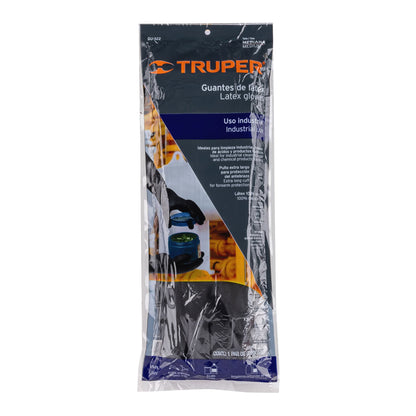 Guantes de Látex Industrial TRUPER GU-322 - Protección Química Antiderrapante con Puños Largos para Limpieza y Desengrase Industrial