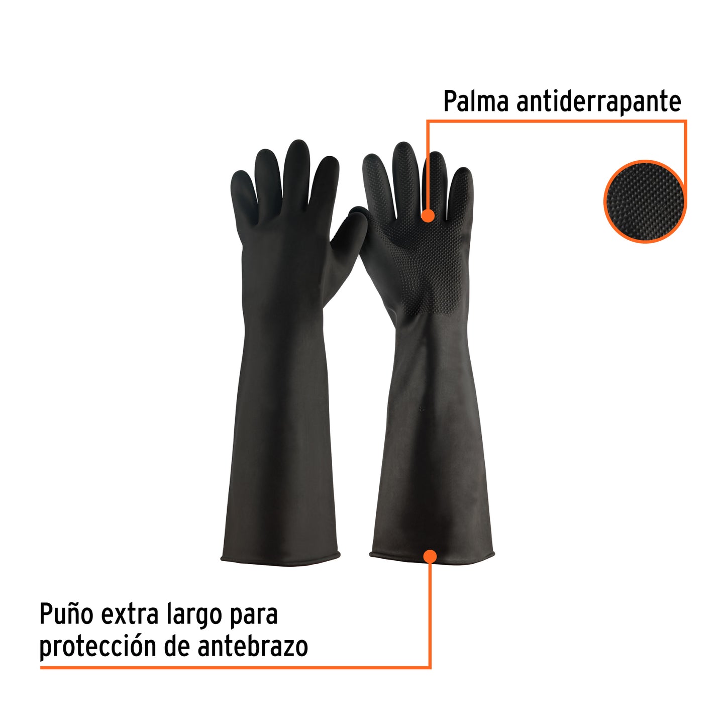 Guantes de Látex Industrial XG Truper GU-324 - Protección Química Antiderrapante con Puños Extra Largos