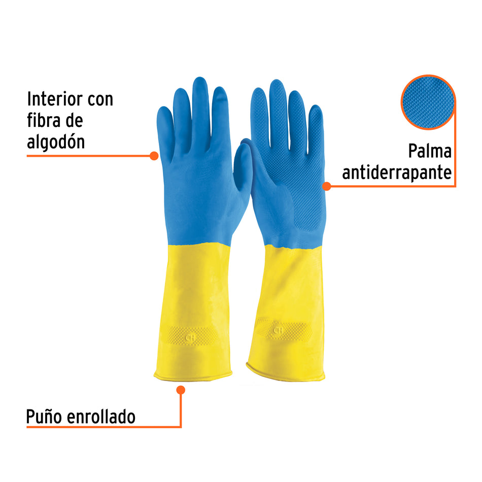 Guantes de Látex Reforzados TRUPER GU-331 - Protección Química Antiderrapante para Limpieza Industrial y Doméstica