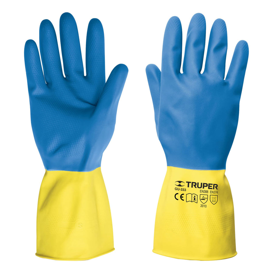 Guantes de látex reforzados para limpieza, grandes, Truper, Manopla