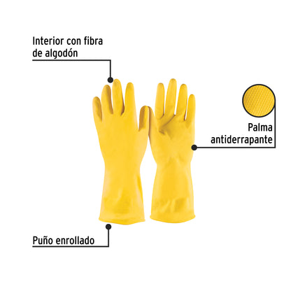 Guantes de Látex PRETUL GU-343 Antiderrapantes para Limpieza Profesional - Protección Total con Fibra de Algodón Interior