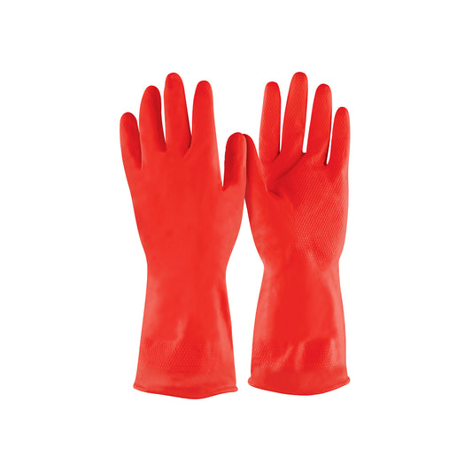 Guantes de Látex Rojos Antiderrapantes Pretul GU-348 - Protección Total para Limpieza con Detergente - Talla G con Puño Enrollado