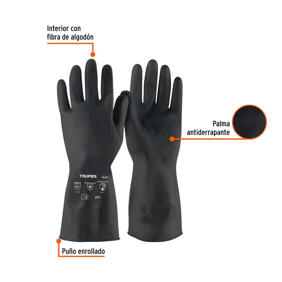 Guantes de Látex Truper GU-351 - Protección Química Antiderrapante para Pintura y Agricultura