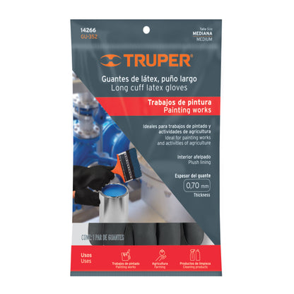Guantes de Látex TRUPER GU-352 Antiderrapantes para Pintor - Protección Química Profesional Talla M