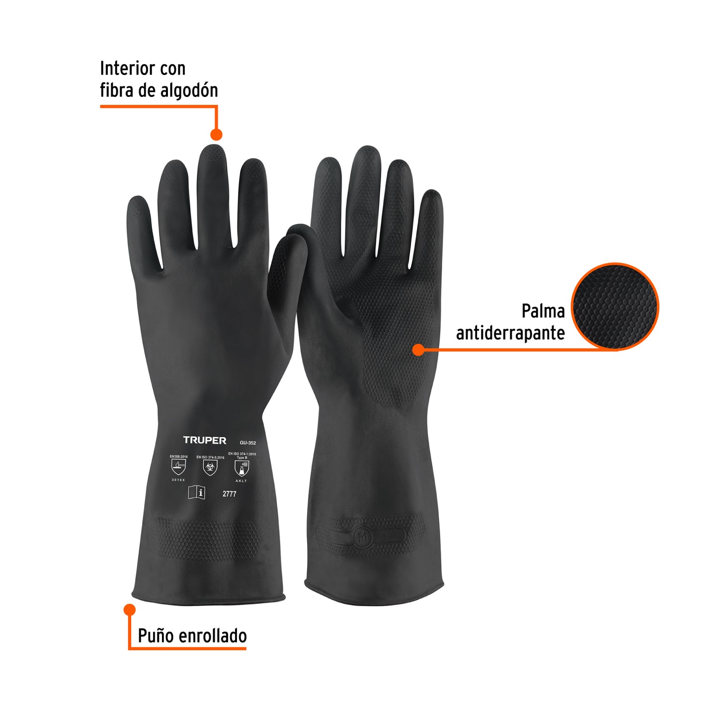 Guantes de Látex TRUPER GU-352 Antiderrapantes para Pintor - Protección Química Profesional Talla M