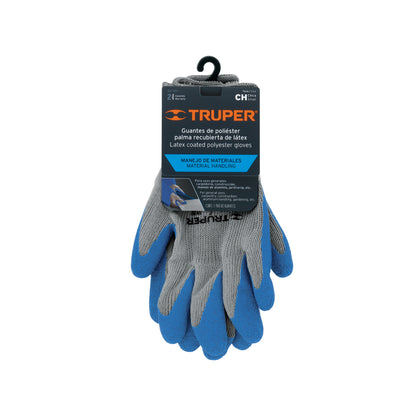Guantes de Seguridad Industrial Truper GU-411 - Poliéster con Recubrimiento de Látex Antideslizante para Protección contra Cortes en Construcción y Carpintería