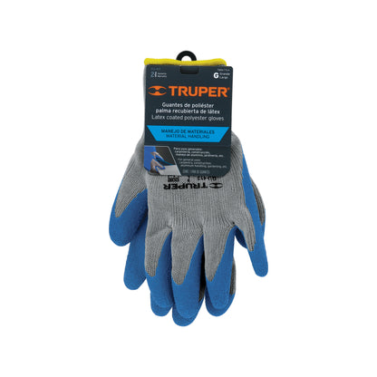 Guantes de Seguridad Industrial TRUPER GU-413 - Poliéster con Recubrimiento de Látex Antideslizante para Carpintería, Construcción y Jardinería - Protección contra Cortes y Agarre Superior