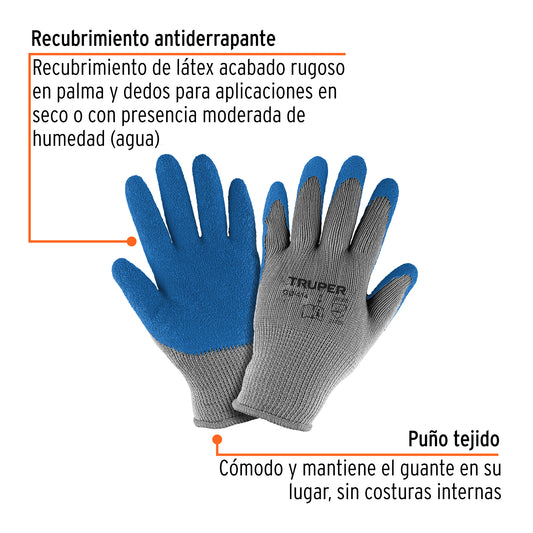Guantes de Seguridad Industrial Truper GU-414 - Protección Anticortes con Recubrimiento Látex para Carpintería y Construcción