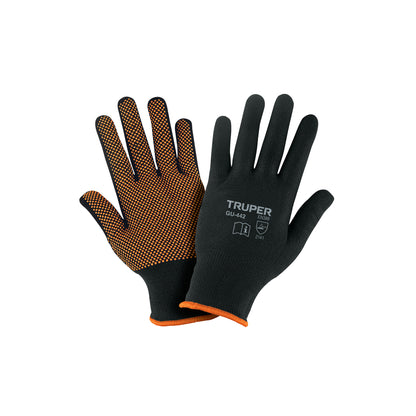 Guantes de Poliéster con Puntos PVC Antideslizantes Talla M - Máximo Agarre y Sensibilidad para Trabajo Industrial - TRUPER GU-442