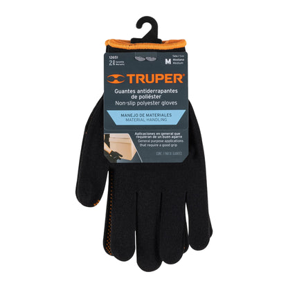 Guantes de Poliéster con Puntos PVC Antideslizantes Talla M - Máximo Agarre y Sensibilidad para Trabajo Industrial - TRUPER GU-442