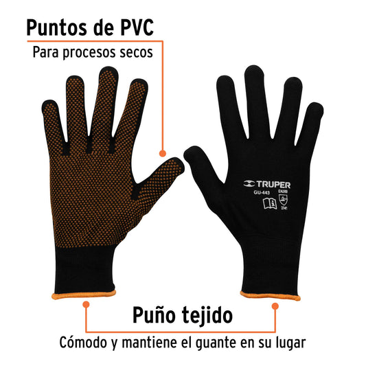 Guantes Industriales TRUPER GU-443 Poliéster con Puntos PVC - Máximo Agarre y Protección para Trabajo Seguro