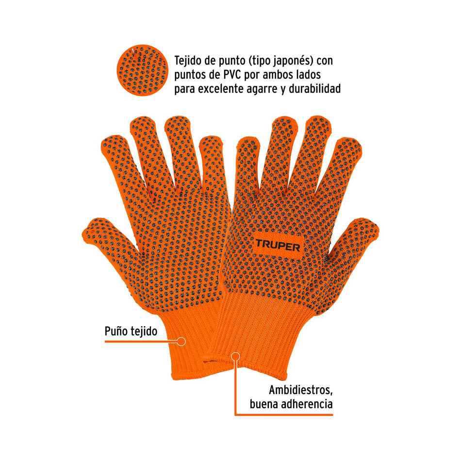 Guantes de Algodón con Puntos PVC TRUPER GU-445 - Agarre Superior para Trabajo Industrial y Construcción