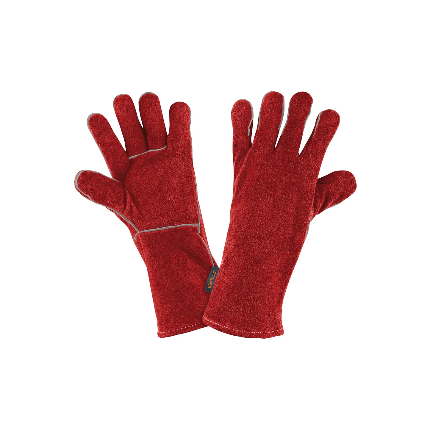 Guantes de Soldador TRUPER Rojos GU-505 - Protección Profesional contra Chispas y Abrasión con Puño Largo 6" para Soldadura y Herrería - Refuerzo en Palmas y Forro de Algodón