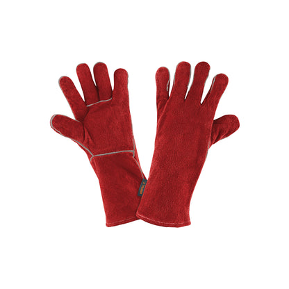 Guantes de Soldador TRUPER Rojos GU-505 - Protección Profesional contra Chispas y Abrasión con Puño Largo 6" para Soldadura y Herrería - Refuerzo en Palmas y Forro de Algodón