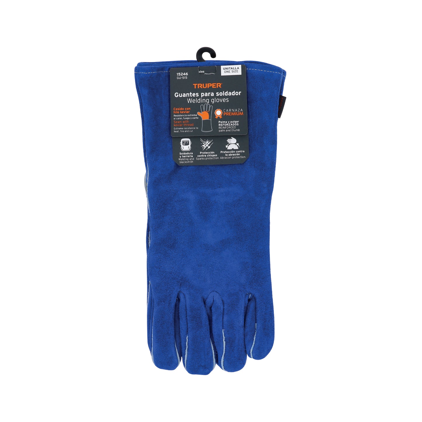 Guantes de Soldador Reforzados TRUPER GU-515 - Protección Profesional contra Chispas y Calor con Puño Largo 6" - Resistentes al Fuego para Soldadura y Herrería