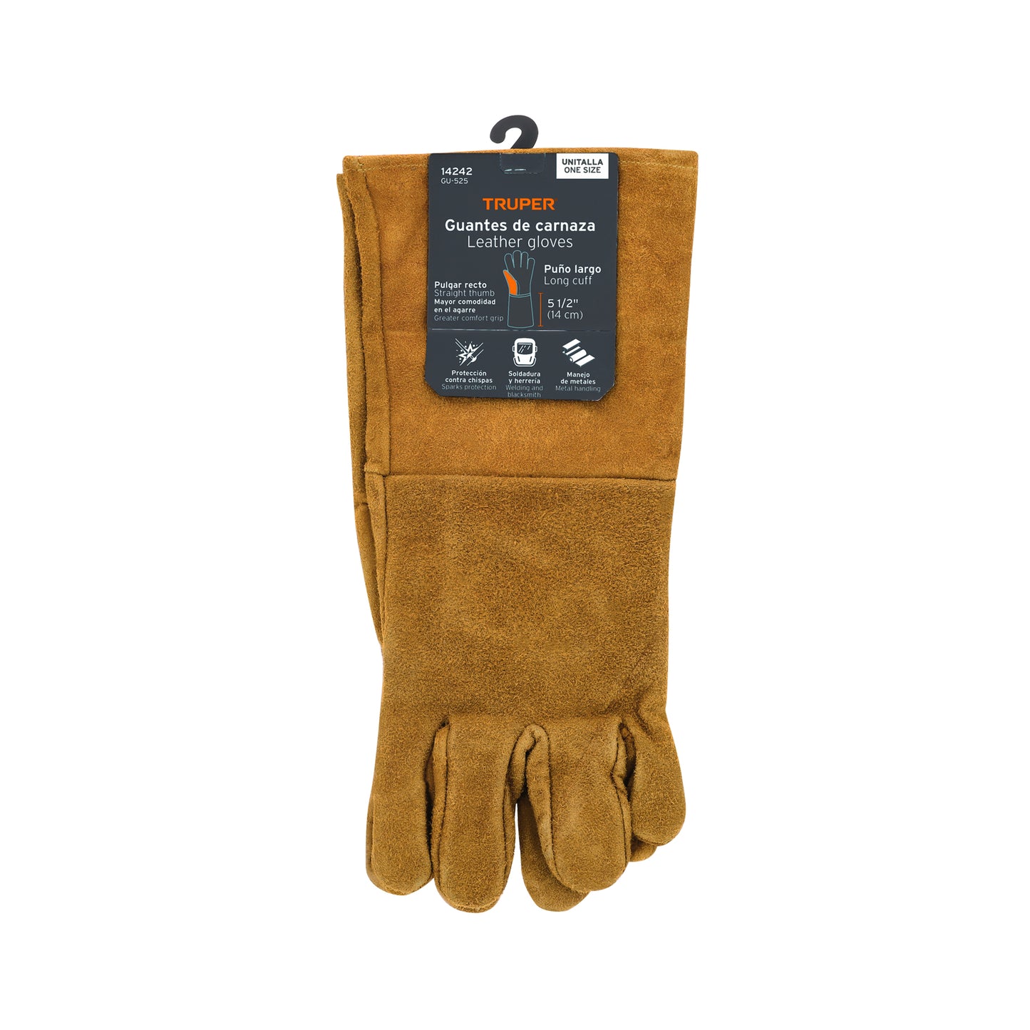 Guantes de Carnaza Largos TRUPER GU-525 - Protección Profesional para Soldadura y Herrería