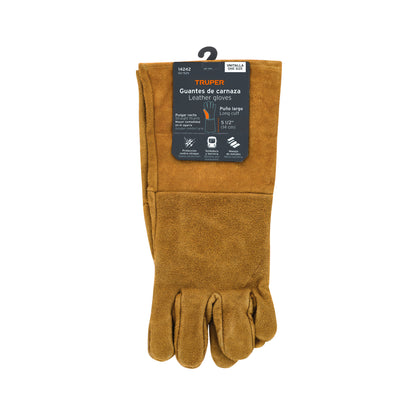 Guantes de Carnaza Largos TRUPER GU-525 - Protección Profesional para Soldadura y Herrería
