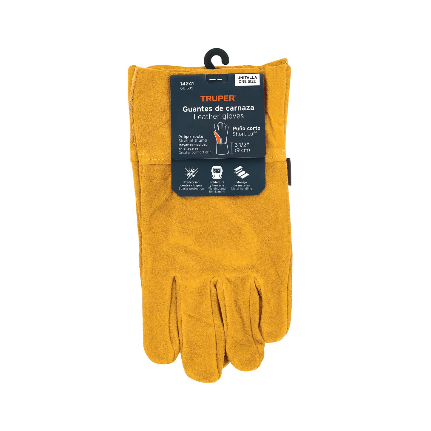 Guantes de Carnaza Cortos TRUPER GU-535 - Protección Profesional para Soldadura y Herrería