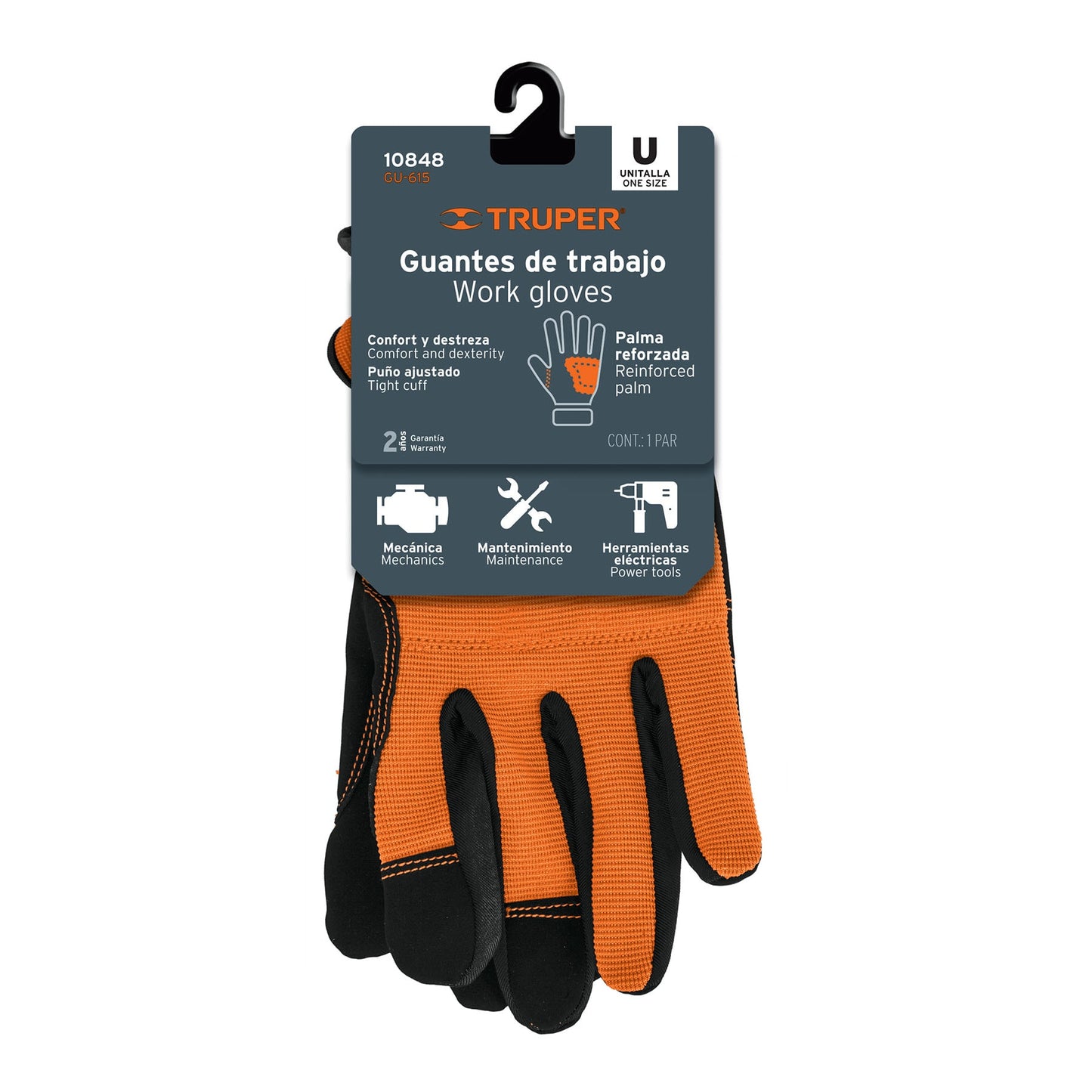 Guantes Mecánico TRUPER GU-615 Palma Reforzada Carnaza Sintética - Protección Profesional Herramientas Eléctricas