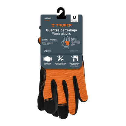 Guantes Mecánico TRUPER GU-615 Palma Reforzada Carnaza Sintética - Protección Profesional Herramientas Eléctricas