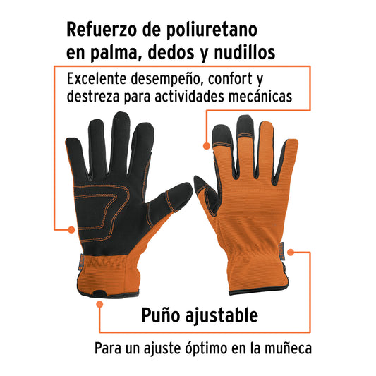 Guantes Mecánico TRUPER GU-615 Palma Reforzada Carnaza Sintética - Protección Profesional Herramientas Eléctricas