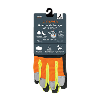 Guantes Mecánico Alta Visibilidad TRUPER GU-625 - Protección Profesional Carreteras Señalización