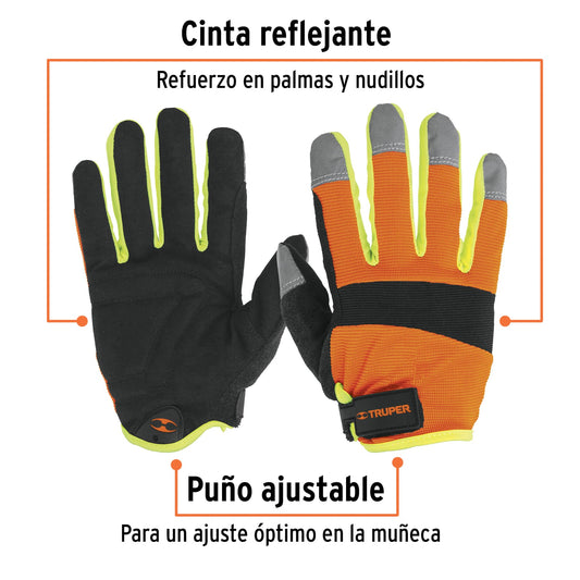 Guantes Mecánico Alta Visibilidad TRUPER GU-625 - Protección Profesional Carreteras Señalización