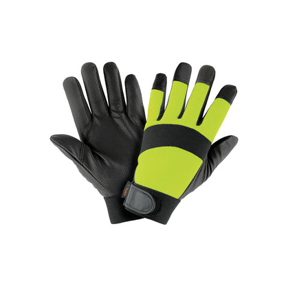 Guantes Mecánicos Alta Visibilidad Verde Antiderrapantes - Protección Contra Grasa y Aceite - Palma Poliuretano Transpirable GU-645