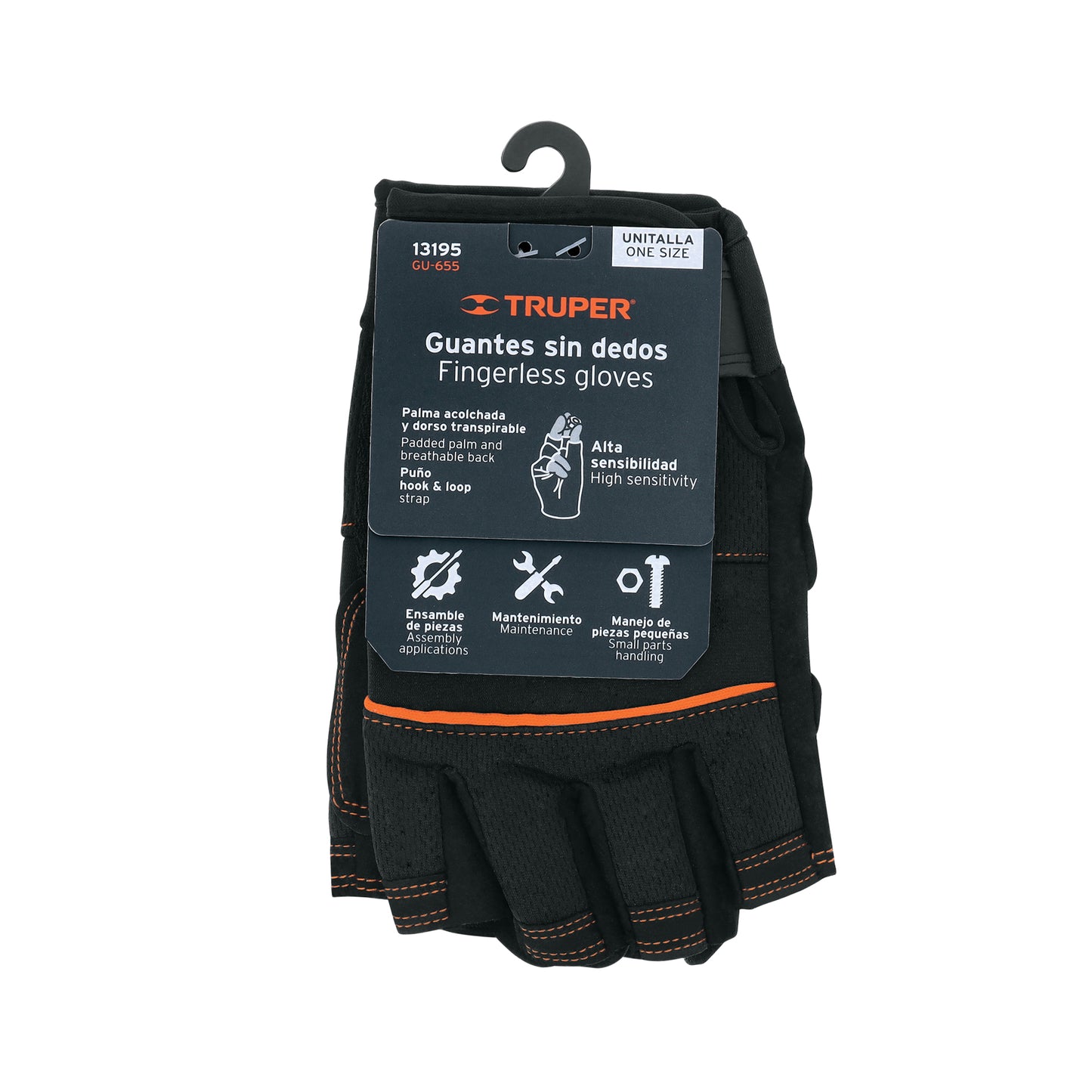 Guantes Mecánico Sin Dedos TRUPER GU-655 - Antivibración Carnaza Sintética para Mantenimiento Industrial