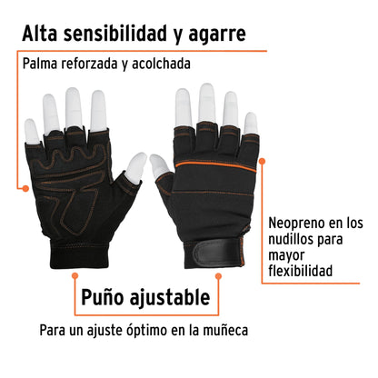 Guantes Mecánico Sin Dedos TRUPER GU-655 - Antivibración Carnaza Sintética para Mantenimiento Industrial