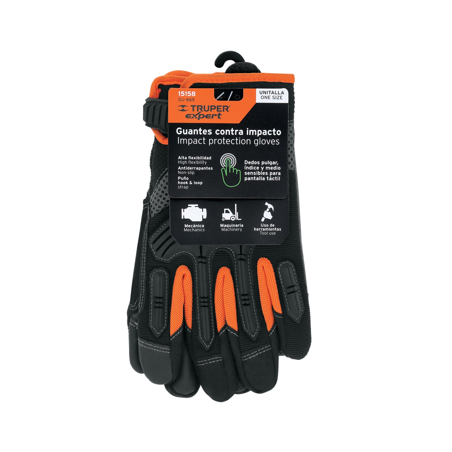 Guantes Mecánicos Anti-Impacto TRUPER GU-665 - Protección PVC Nudillos, Palma Antiderrapante, Táctil Compatible - Solución Profesional para Operadores Maquinaria y Herramientas
