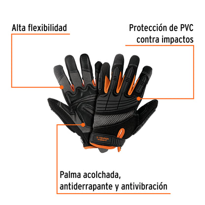 Guantes Mecánicos Anti-Impacto TRUPER GU-665 - Protección PVC Nudillos, Palma Antiderrapante, Táctil Compatible - Solución Profesional para Operadores Maquinaria y Herramientas