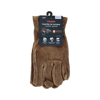 Guantes de Carnaza para Electricista TRUPER GU-715 - Resistentes Abrasión con Refuerzo Palmas - Protección Soldadura y Cables Eléctricos
