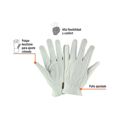 Guantes de Piel de Cabra TRUPER GU-725 - Protección Superior para Mantenimiento Industrial, Conducción y Herramientas Eléctricas - Resistentes Abrasión