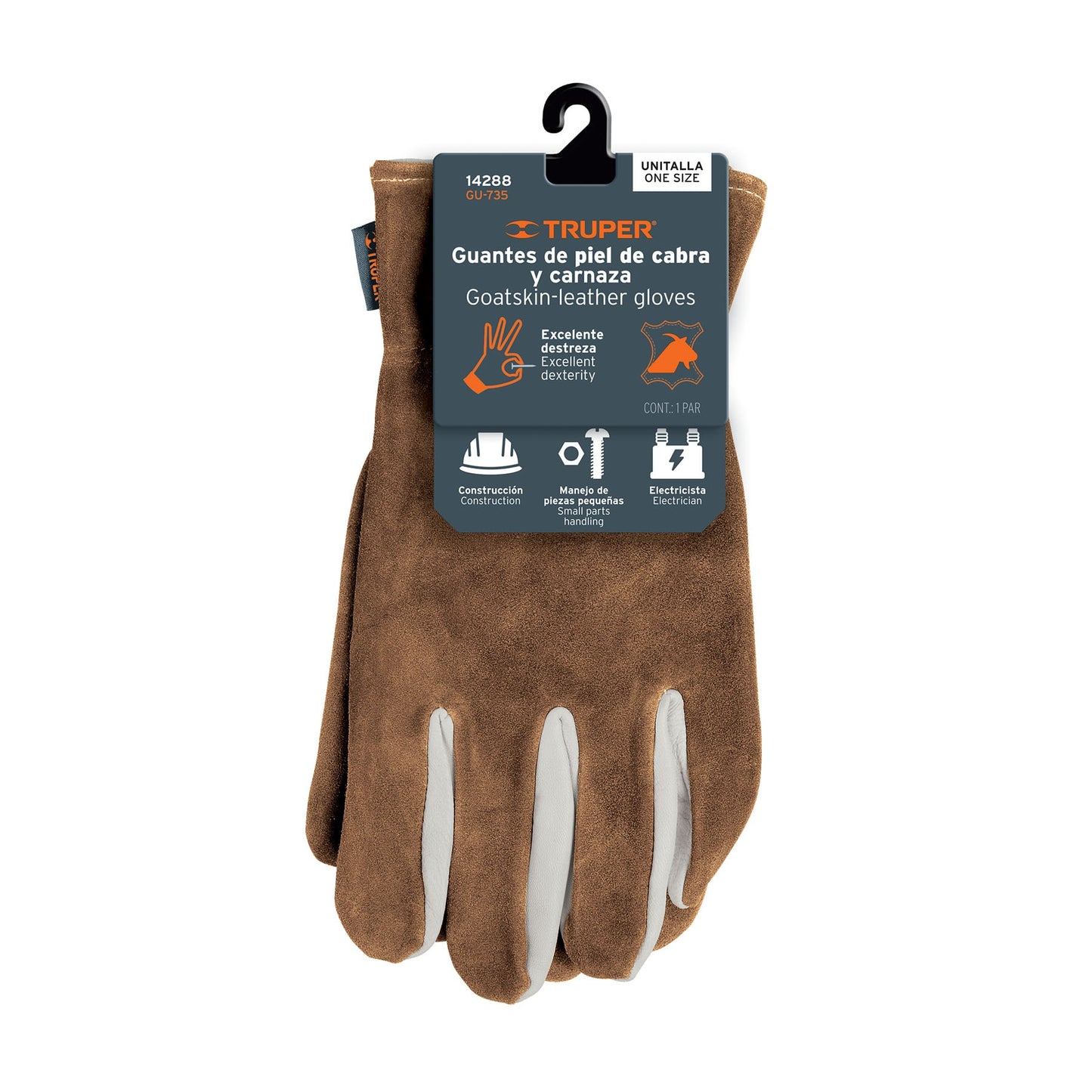 Guantes de Seguridad Industrial Piel de Cabra TRUPER GU-735 - Protección Eléctrica y Construcción con Alta Destreza