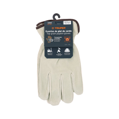 Guantes de Piel de Cerdo TRUPER GU-743 - Protección Industrial Resistente Abrasión para Construcción y Maquinaria